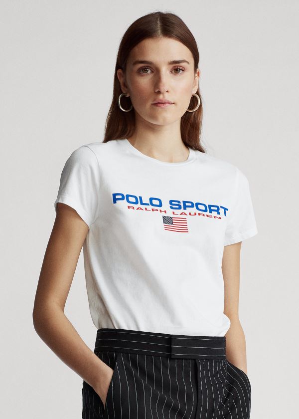 Playeras Polo Ralph Lauren Mujer Blancos - Polo Sport Crewneck - XCLHQ1865